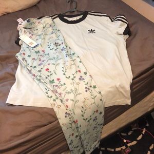 Adidas T-shirt and floral leggings